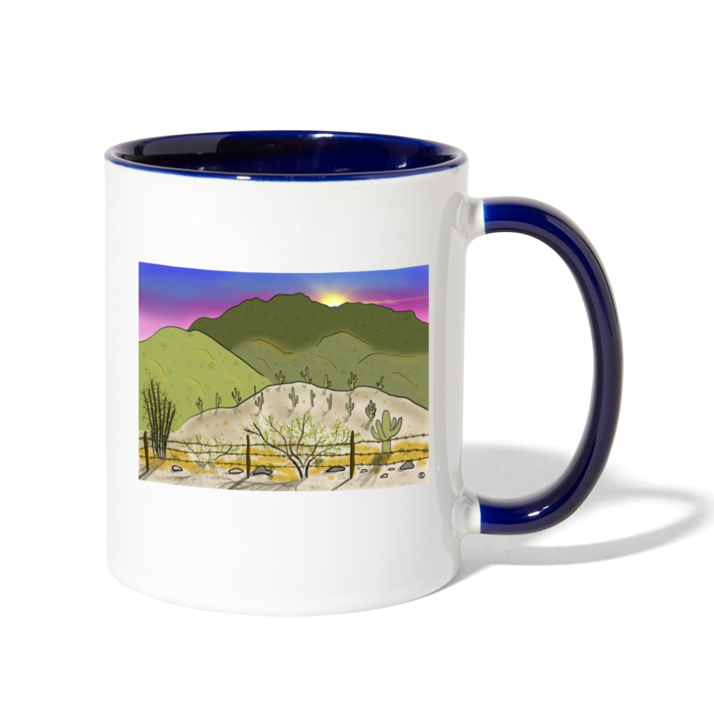Desert Sunset Contrast Coffee Mug - white/cobalt blue