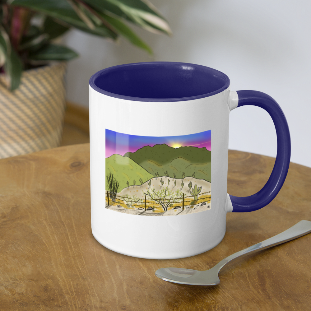 Desert Sunset Contrast Coffee Mug - white/cobalt blue