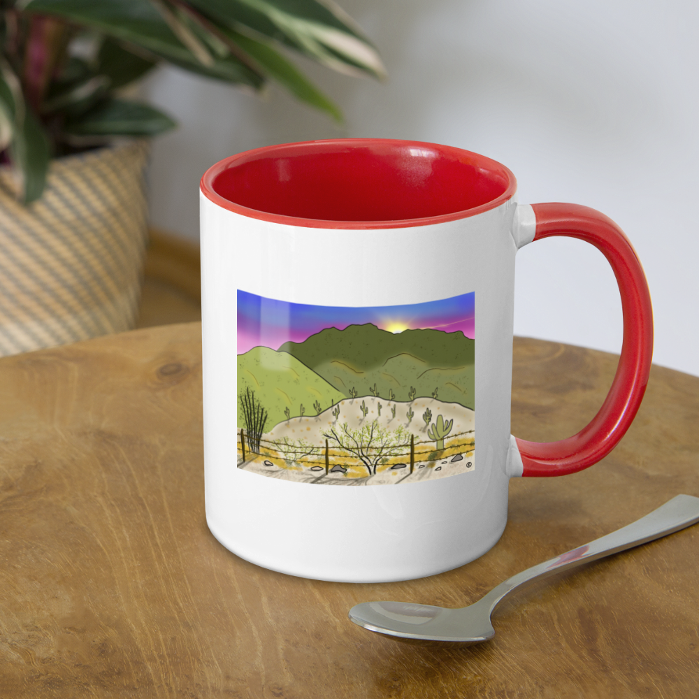 Desert Sunset Contrast Coffee Mug - white/red