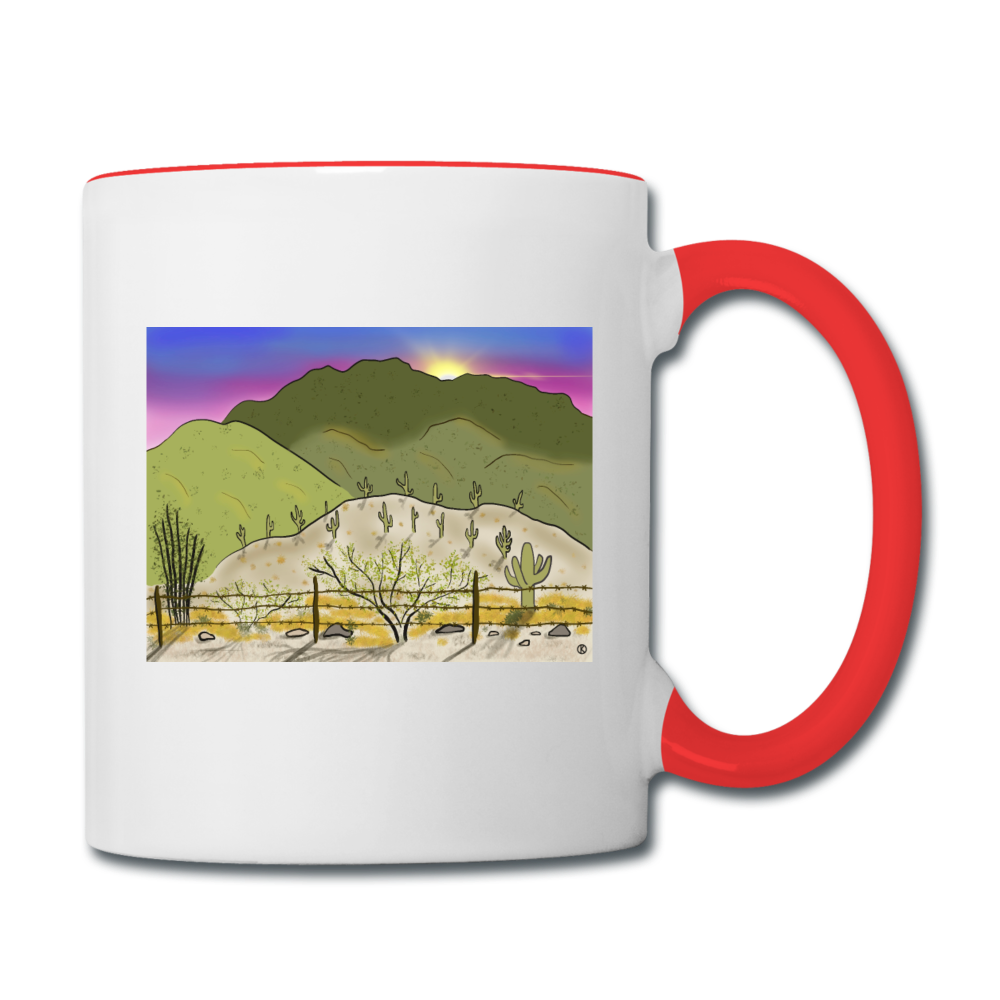 Desert Sunset Contrast Coffee Mug - white/red