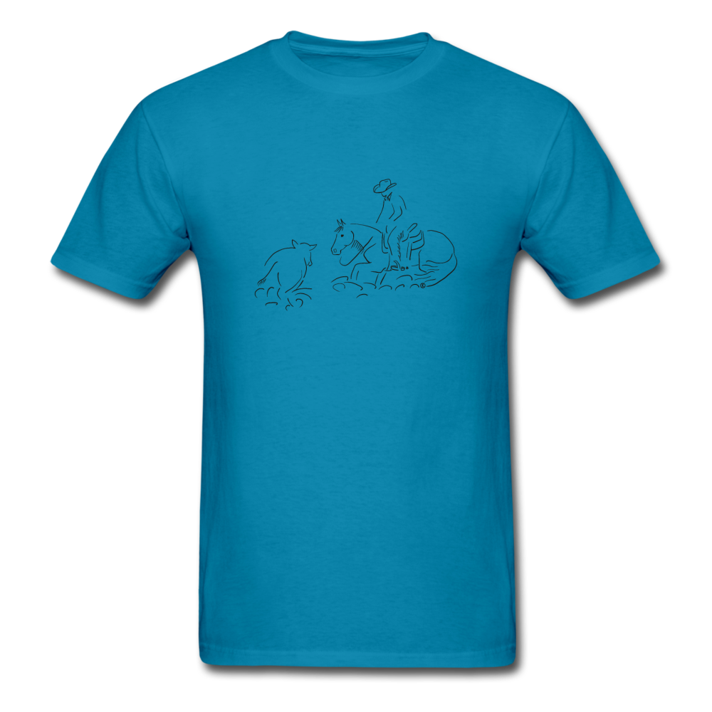 Cutting Horse w Male Rider Unisex T-Shirt - turquoise