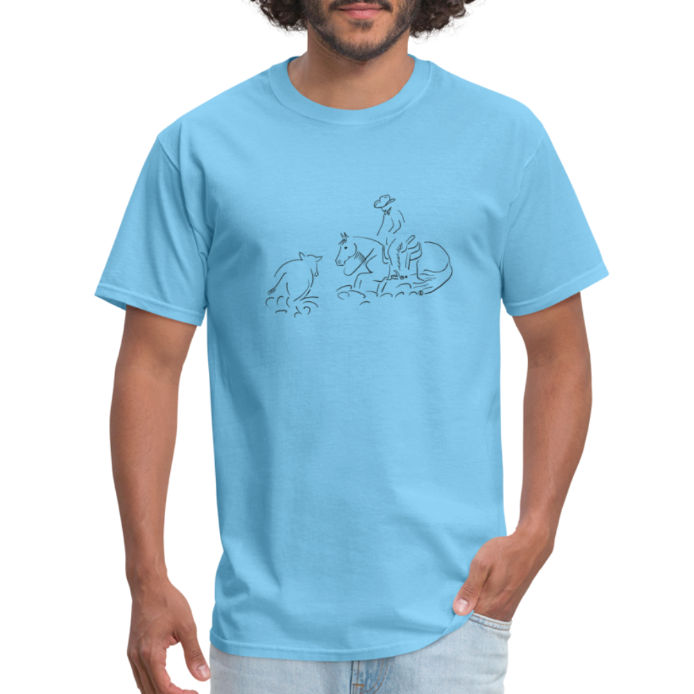 Cutting Horse w Male Rider Unisex T-Shirt - aquatic blue